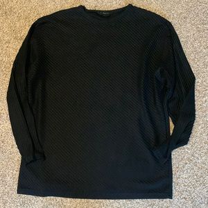 Black detailed striped long sleeve shirt